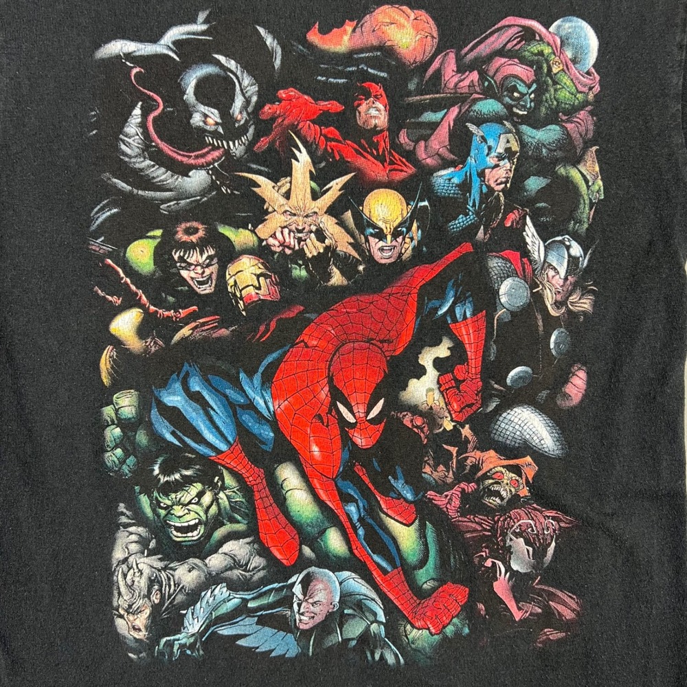 Marvel Comics Graphic T-Shirt Mens Medium Black Spider-Man Venom Hulk Wolverine